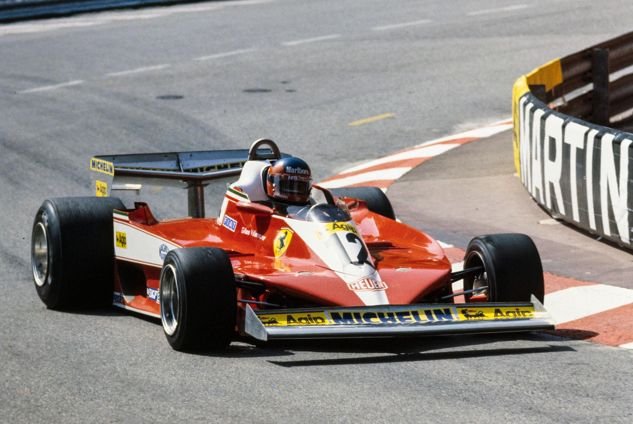 Gilles Villeneuve au volant de sa Ferrari numéro 12 lors du Grand Prix de Monaco en 1978