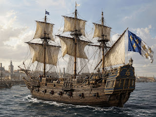Le Saint-Jean-Baptiste de Dieppe — 1665 Illustration historique du Saint-Jean-Baptiste de Dieppe, navire de 300 tonneaux associé à l'arrivée des Filles du Roy en 1665